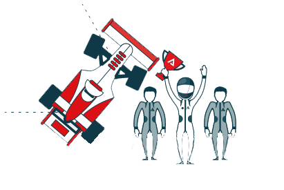 Ascendum Rennfahrer Team Grafik